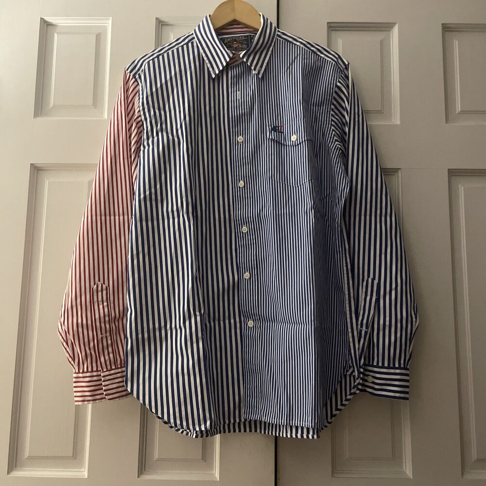VTG American Living Ralph Lauren Men’s M Striped Oxford Shirt Multi Color Block